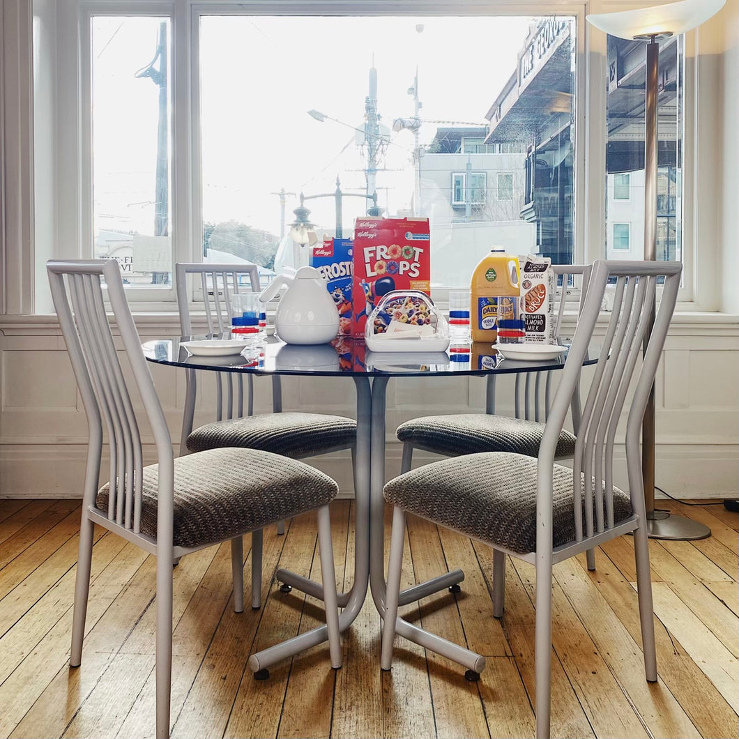 FANTASY #328 / Post Modern Cloudy Grey Tubular Dining Setting