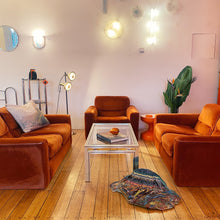 Load image into Gallery viewer, FANTASY #318 / 1970s Three Piece Burnt Orange Sofa Setting
