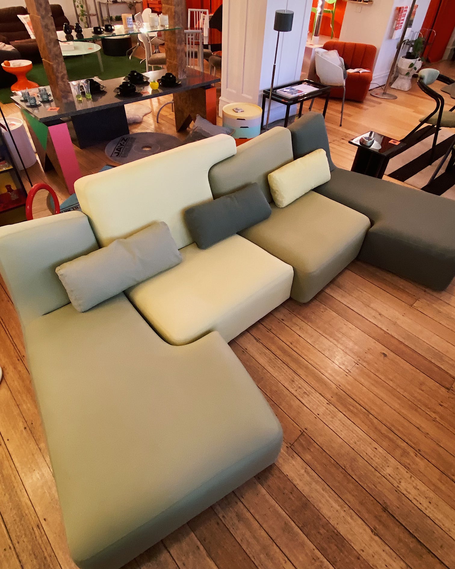 LIGNE ROSET / Confluences Tonal Green Modular Sofa by Philippe LIGNE ROSET / Confluences Tonal Green Modular Sofa by Philippe