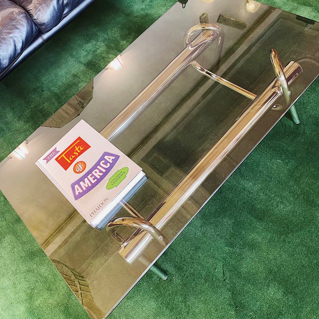 VINTAGE / The Pretzel Chrome + Smoked Glass Coffee Table