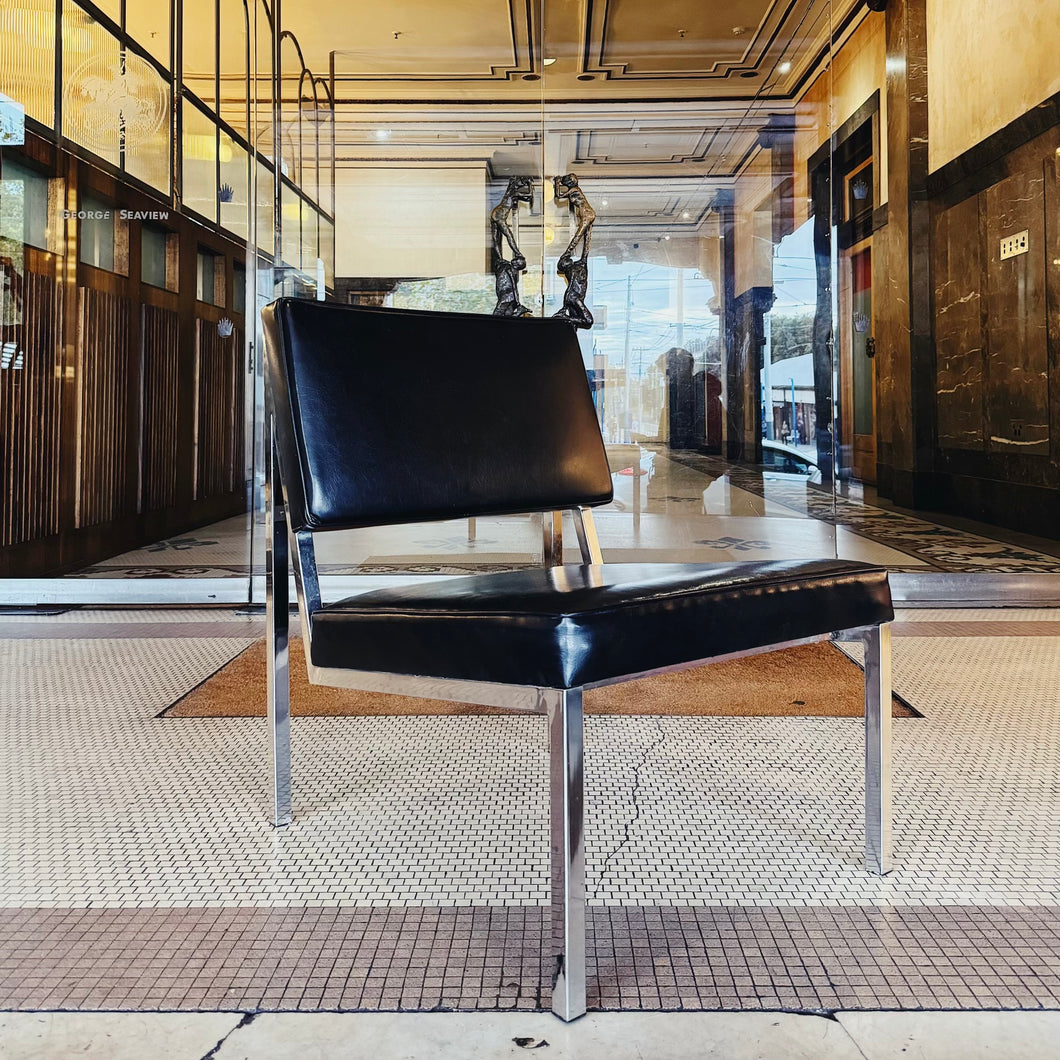 VINTAGE / 1970s Modern Minimalist Black + Chrome German Chair