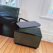 Load image into Gallery viewer, POST MODERN / Alanda Style Leather Bedhead w/Attached Nightstands + Bedside Tables
