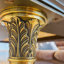 Load image into Gallery viewer, ANTIQUE / Travertine and Brass Coffee Table
