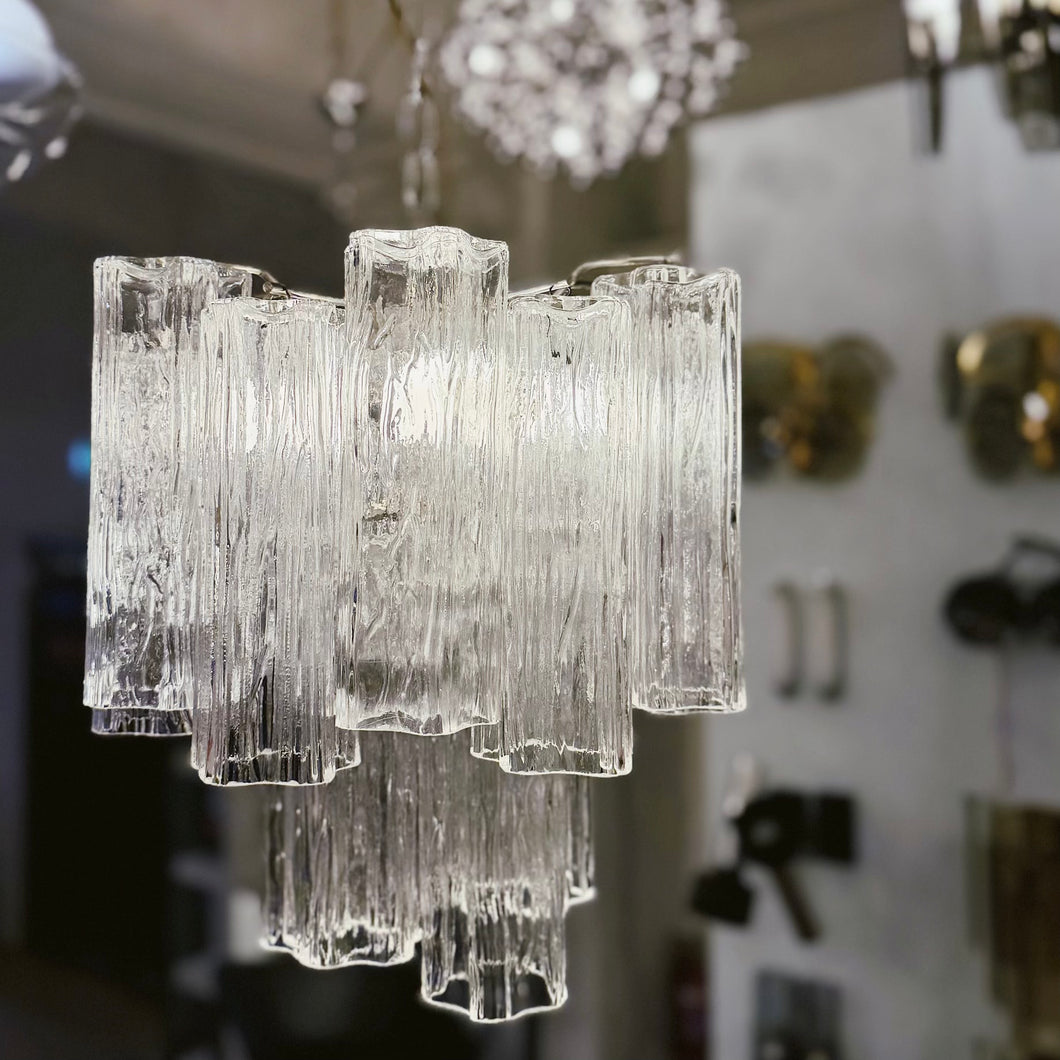 TRONCHI / Vintage Two Tier Venetian Glass Chandelier