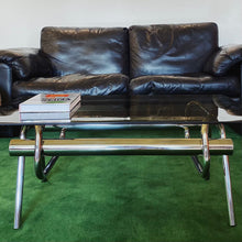 Load image into Gallery viewer, VINTAGE / The Pretzel Chrome + Smoked Glass Coffee Table
