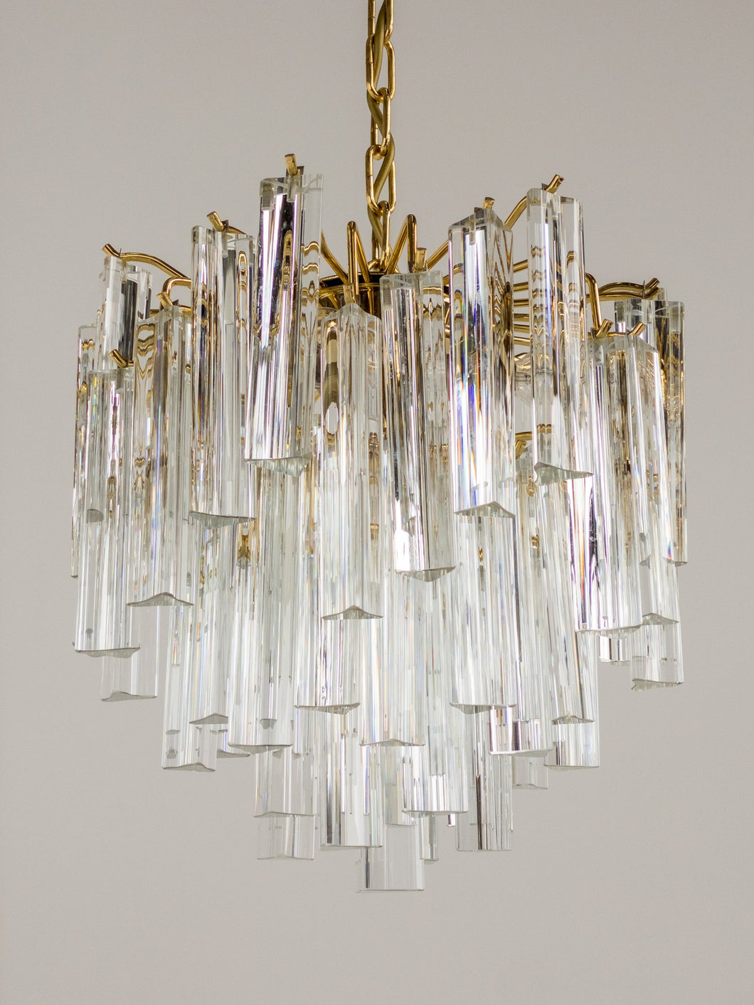 DORIA / German Crystal 1970s 3 Tier Waterfall Chandelier