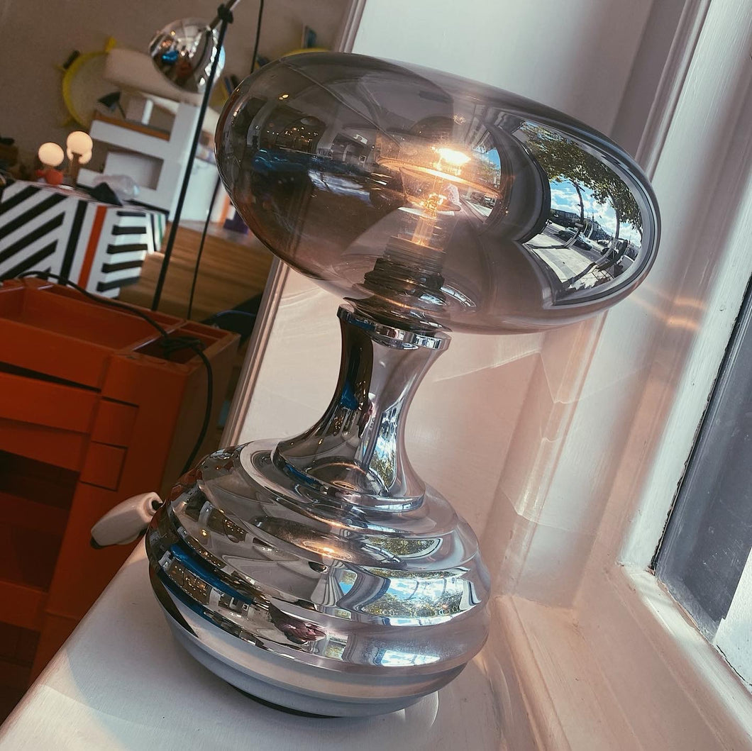 FANTASY #278 / Vintage Italian Chrome Space Age Lamp